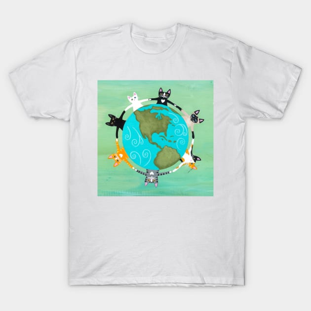 Love the Earth Cats T-Shirt by KilkennyCat Art